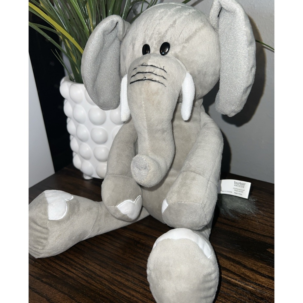 burton + BURTON Gray Elephant Soft Baby Toy Floppy  Legs Plush Stuffed Animal